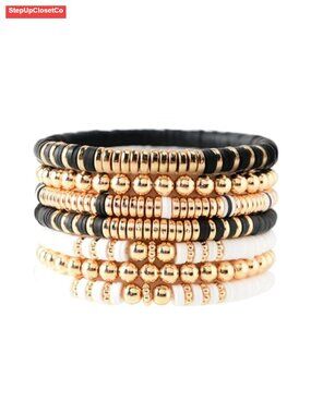 Bohemian Gold Plated Beaded Stretch Bracelets Set for Women Layering Surfer